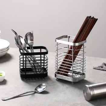 Кухонная Прямоугольная подвесная сушилка для посуды из нержавеющей стали, корзина для палочек для еды, ложек, сливное устройство для хранения столовых приборов