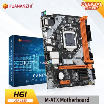 Материнская плата HUANANZHI H61 M-ATX для Intel LGA 1155 С поддержкой i3 i5 i7 DDR3 1333 1600 МГц 16 ГБ SATA M.2 USB2.0, совместимая с VGA HDMI