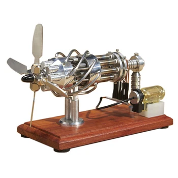 Мини-модель двигателя Стирлинга с 16 цилиндрами, поворотная пластина, развивающие игрушки по физике - серебристый