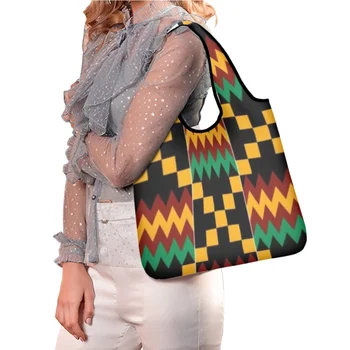 Многоразовая женская сумка-мессенджер с рисунком TOADDMOS Kente, новый домашний экологичный повседневный карман-органайзер, полиэстеровая моющаяся сумка-тоут