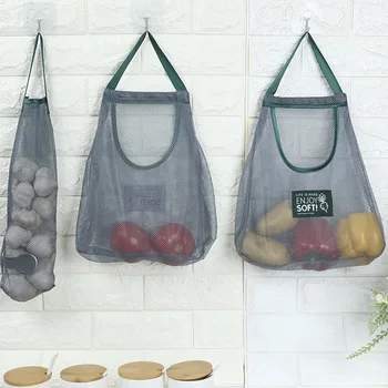 Многоцелевые подвесные сумки для хранения, Сумки для покупок из дышащей сетки из полиэстера, держатель для овощей, фруктов, Кухонные принадлежности