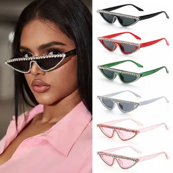 Модные Очки Eyewear UV400 Солнцезащитные очки Cat Eye Rhinestone В оправе с бриллиантами Солнцезащитные очки