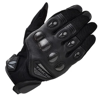 Мотоциклетные перчатки TAICHI из углеродного волокна, кожаные перчатки с сенсорным экраном, сетчатые дышащие кожаные защитные перчатки для мотогонок по бездорожью