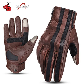 Мотоциклетные перчатки, мужские кожаные перчатки для мотокросса, дышащие мотоциклетные перчатки со встроенным сенсорным экраном, перчатки для защиты костяшек пальцев