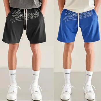 Мужские баскетбольные шорты, Летняя сетчатая спортивная дорожка для фитнеса, Дышащие короткие штаны для тренировок в тренажерном зале, Свободные шорты для тренировки мышц.