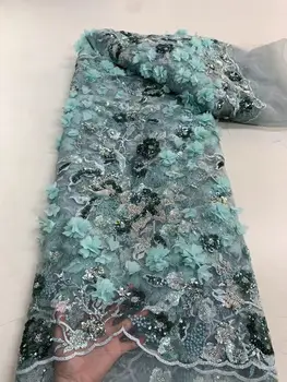 Нигерийская вышитая тюлевая сетчатая кружевная ткань с 3D цветами оптом JIANXI.C-1228.5606 африканская кружевная ткань