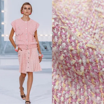 Новая розовая нетканая пряжа из твидовой ткани ткань для одежды 50x148 см