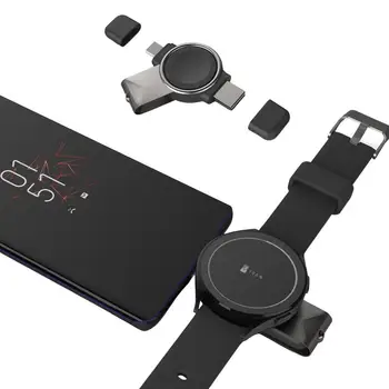 Новое магнитное беспроводное зарядное устройство 2 В 1 для Galaxy Watch 4/3/Active 2/1 Type-C USB Портативная быстрая зарядка