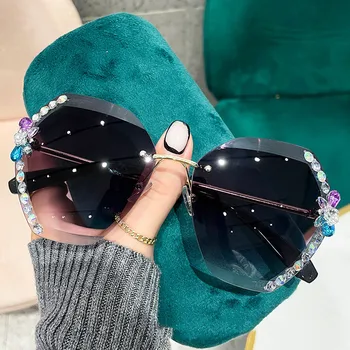 Новые женские солнцезащитные очки с бриллиантовыми стеклами, солнцезащитные очки с бриллиантовой оправой 2023 года