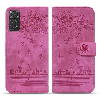 Новый Стиль POCO X4 M4 Pro F4 GT X3 M3 F3 Чехол-бумажник для Телефона Xiaomi Redmi Note 11 Pro 11S mi 12 11 Lite Cases Cute Cat Flower F