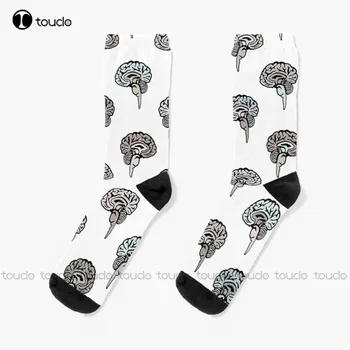 Носки в горошек Brains, носки-тапочки для мужчин, рождественский подарок на Новый год, цифровая печать 360 °, персонализированный пользовательский HD Высокого качества