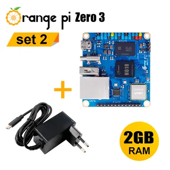 Оранжевый Pi Zero3 2G + 5V3A Тип C Блок питания Allwinner H618 64bit USB2.0 WiFi5 BT5.0 Гигабитный порт Одиночная плата разработки