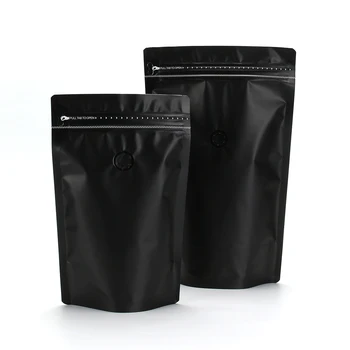 Пакет для упаковки кофейного порошка из алюминиевой фольги толщиной 25шт, Майлар, от 0,25 до 2 фунтов, матовые черные кофейные пакеты на молнии с клапаном