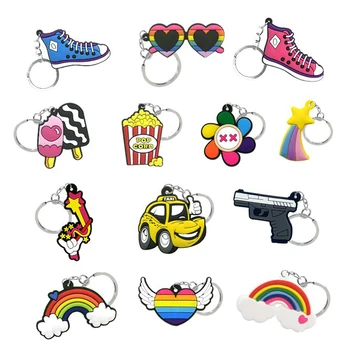 ПВХ модный брелок для ключей kawaii с мультяшным рисунком, брелок для ключей в форме радуги, Индивидуальный брелок для детей, украшение детской сумки