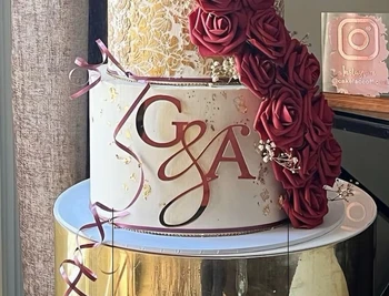 Персонализированный топпер для свадебного торта, элегантные двойные начальные подвески для торта | Свадебные инициалы | Фирменный топпер для торта с фамилией для свадьбы