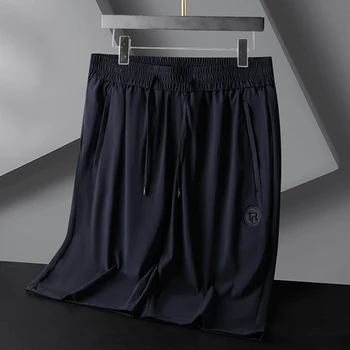 Плюс размер 8XL Летние мужские шорты Роскошный однотонный эластичный пояс из ледяного шелка высокой эластичности Свободные мужские брюки Мужские брюки