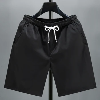 Плюс размер M-8XL, мужские летние черные шорты 2023, Свободная уличная одежда с эластичным поясом, спортивные шорты большого размера, Летняя мужская одежда