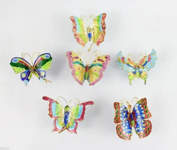 Предметы коллекционирования, 6 штук китайских подвесок с перегородчатым/Эмалевым орнаментом в виде бабочки ручной работы
