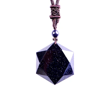 Прямая поставка Ожерелье из синего песчаника кулон ожерелье с шестью остями в виде звезды кулон Ювелирный камень