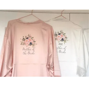 Пыльно-розовый Цветочный халат для девичника, изготовленный на заказ кружевной шелковый Пеньюар подружки невесты, ночная рубашка подружки невесты, цветочный Халат, свадебная услуга