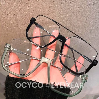 Роскошная оправа для очков большого размера, женские новые модные Квадратные Оранжевые прозрачные очки, женские элегантные брендовые большие оптические очки