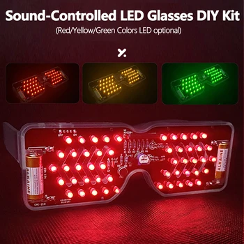 Светодиодные очки со звуковым управлением, электронные наборы, мигающие светодиоды, веселая практика пайки, набор для поделок, модная вечеринка