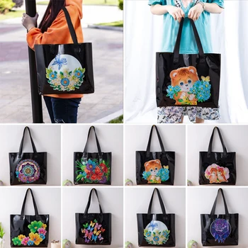 Сделай сам 5D Алмазная живопись Сумочка Мультяшные животные Цветы Алмазная художественная Мозаика Хозяйственная сумка Экологичная сумка для хранения Подарок для девочек