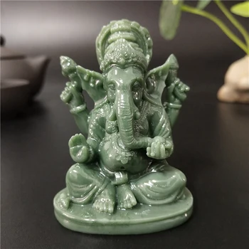 Статуя Будды Ганеши, Украшение дома, сада, Скульптура Индийского Бога-слона, Рукотворные поделки из нефритового камня, Статуи Будды для домашнего декора