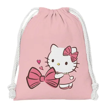 Сумка с рисунком Hello Kitty из аниме Каваи, карманы на шнурках, сумки для хранения, милый мультфильм, Sanrio, косметические Портативные сумки для туалетных принадлежностей, Детские подарки