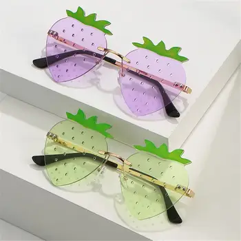 Уникальные солнцезащитные очки с клубникой для женщин, мужчин, фестивальных вечеринок, рейвов, солнцезащитных очков, Рождественских украшений, уличных очков
