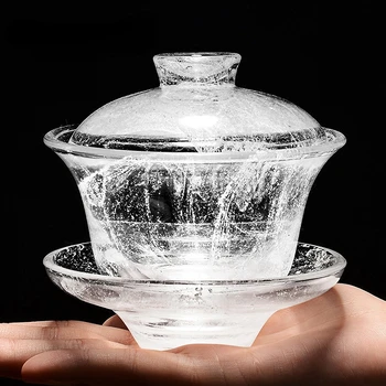 Хрустальная чаша с утолщенной крышкой three cai, домашняя стеклянная прозрачная чайная чаша, подарочный чайный набор кунг-фу