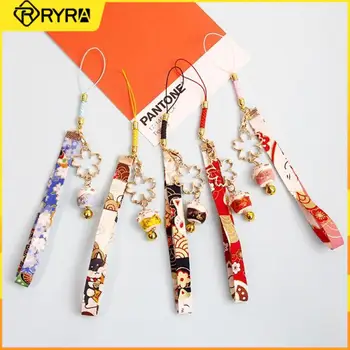 Цепочка для мобильного телефона RYRA с мультяшным рисунком, колокольчик, кошачий лепесток, удача, U-диск, пластиковая подвеска из смолы, брелки, украшение для камеры, сумки
