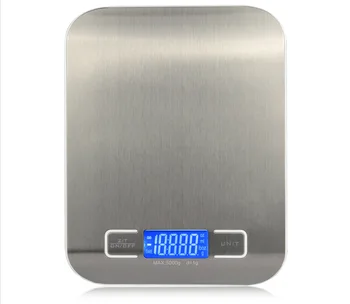 Цифровые многофункциональные кухонные весы из нержавеющей стали, 11 фунтов, платформа из нержавеющей стали весом 5 кг с ЖК-дисплеем (серебристый)