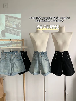 Шорты для женщин, шикарные универсальные джинсовые короткие брюки для подростков в корейском стиле харадзюку, свободная женская одежда с широкими штанинами