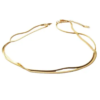 Ювелирные изделия оптом - 40 см Титановая сталь Золотого цвета, 2 шт, короткие ожерелья-цепочки в виде змей для женщин, модные ювелирные изделия